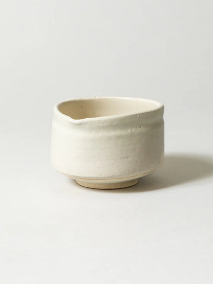 Handmade Japanese Katakuchi Matcha Bowl White