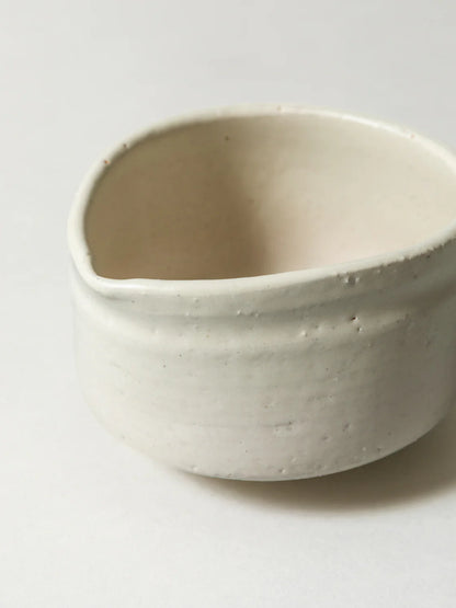 Morihata Handmade Japanese Katakuchi Matcha Bowl White